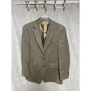 Ralph Lauren Blazer Men 42L Beige Wool‎ Herringbone 2B Elbow Pads Flannel Luxury